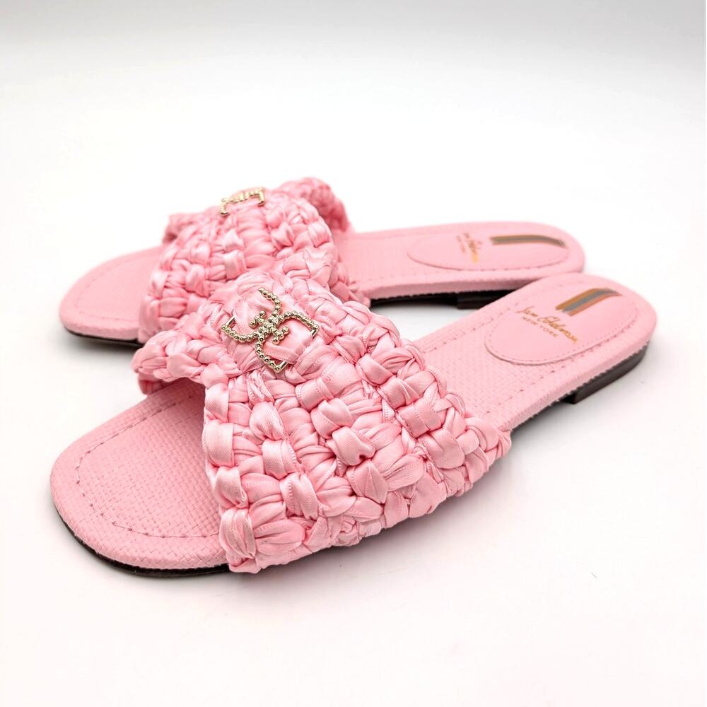 Sam Edelman Bridget Slide Sandals Women's Pink Rose Ribbon Size US8M EU38.5